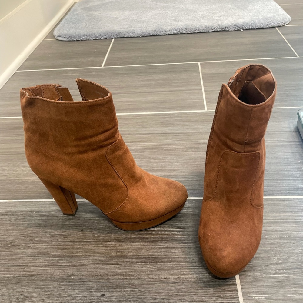 Target Mossimo Supple Co. Brown heeled booties. Size 9